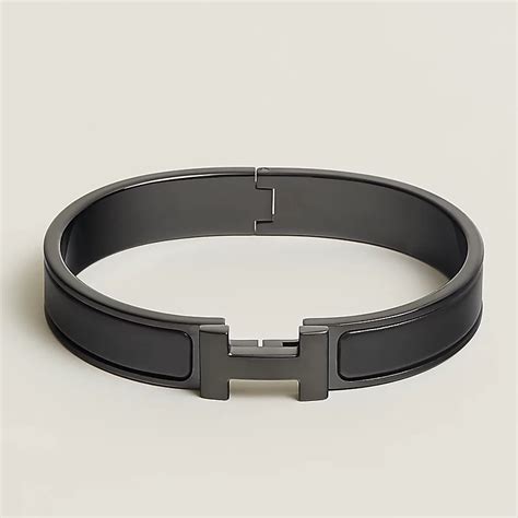 hermes thin black bracalet silver|hermes leather strap bracelet.